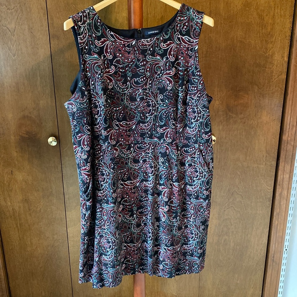 Lands End red/green paisley sheath dress